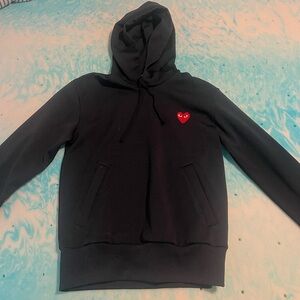 Comme de Garçons PLAY Hoodie Black with Small red Heart CDG
